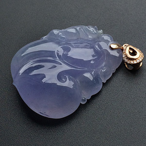 糯冰种紫罗兰如意挂件