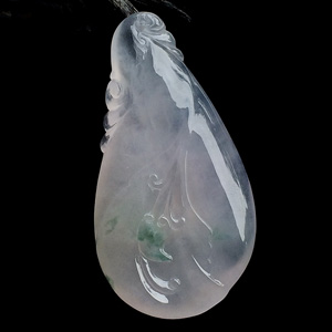 冰种淡紫罗兰飘花玉兰花挂件