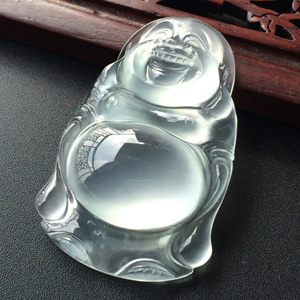 (超值推荐)玻璃种淡晴水站佛挂件