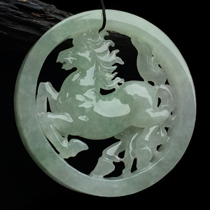 糯冰种晴水马到成功挂件