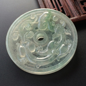 (超值推荐)冰种飘花螭龙如意挂件