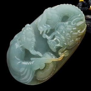 （超值推荐）糯冰种晴水褐黄翡画龙点睛挂件