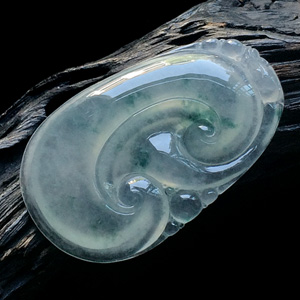 冰种飘花如意挂件