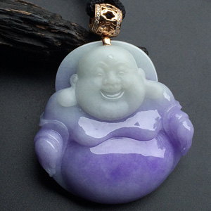糯冰种紫罗兰玉佛挂件