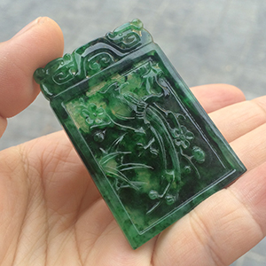 (超值推荐)冰种廯加绿喜上眉梢挂件