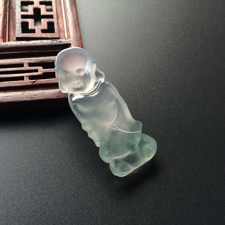 (超值推荐)冰玻种飘花沙弥胸坠面