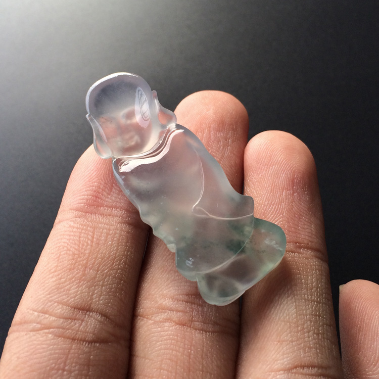 (超值推荐)冰玻种飘花沙弥胸坠面