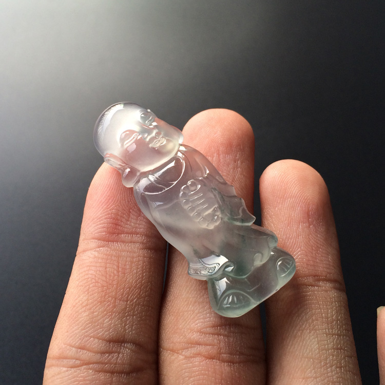 (超值推荐)冰玻种飘花沙弥胸坠面