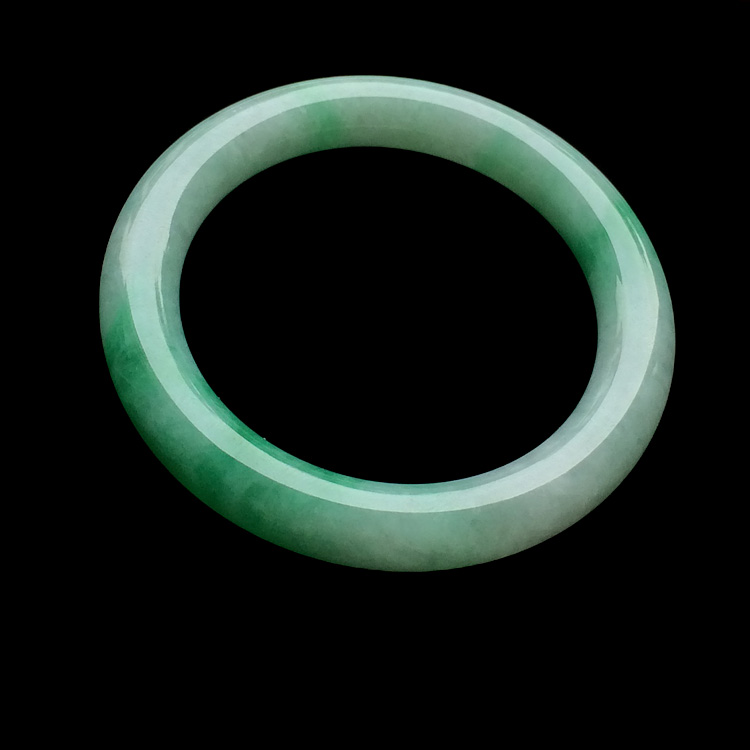 （超值推荐）糯冰种翠色圆条手镯（53.6mm）