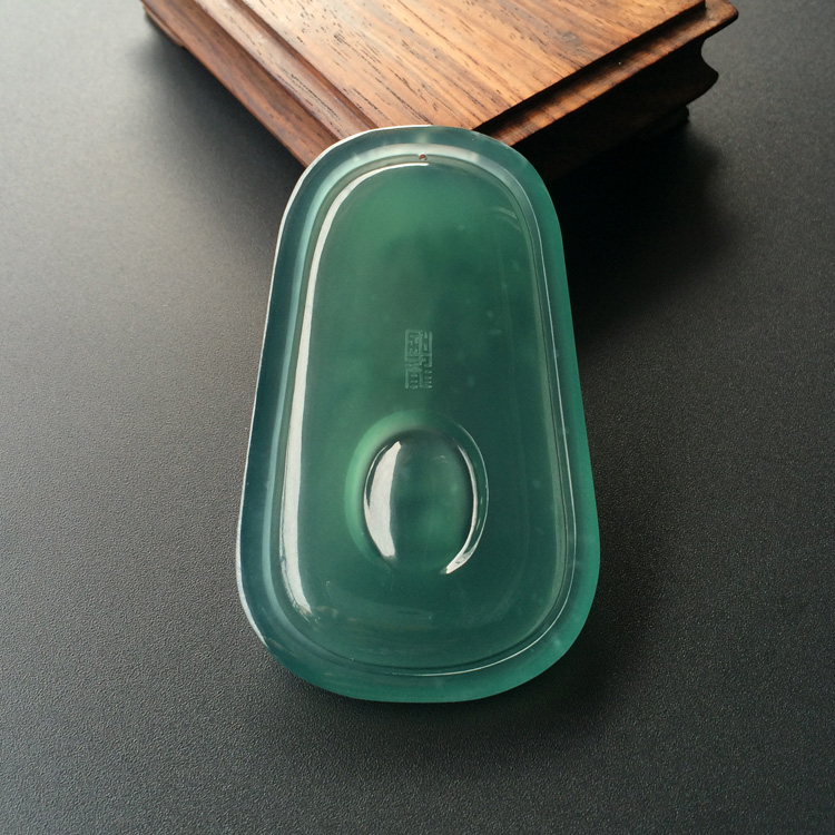 (超值推荐)冰玻种蓝水悟道挂件【玉雕名家加龙作品】