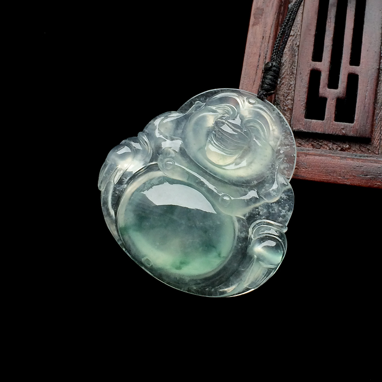 （超值推荐）冰玻种飘花玉佛挂件
