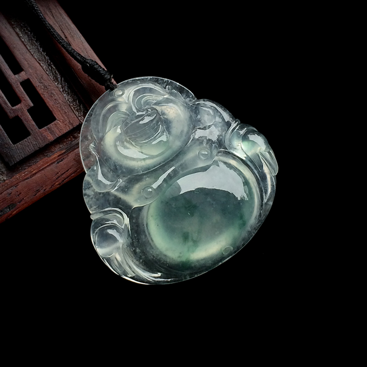 （超值推荐）冰玻种飘花玉佛挂件