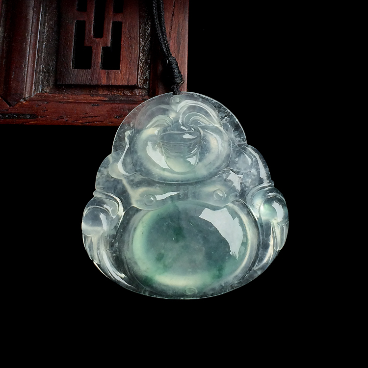 （超值推荐）冰玻种飘花玉佛挂件
