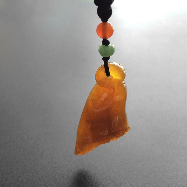 （超值推荐）糯冰种褐黄翡心连心挂件