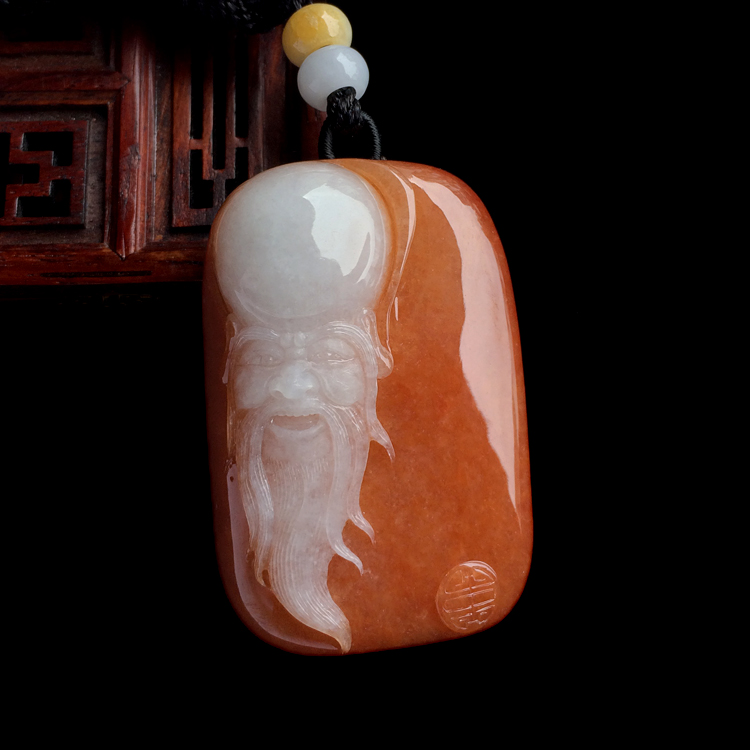 （超值推荐）糯冰种红黄翡寿星挂件