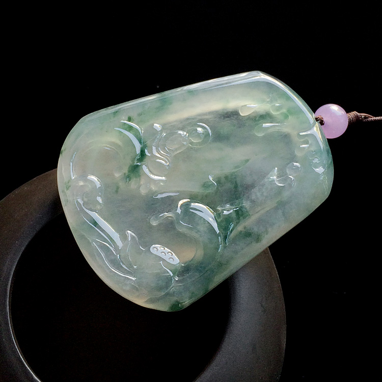 冰种飘花悟道挂件