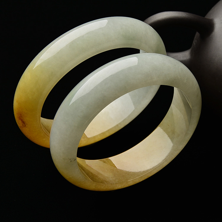 糯冰种鸡油黄手镯一对（55.1mm/56mm）