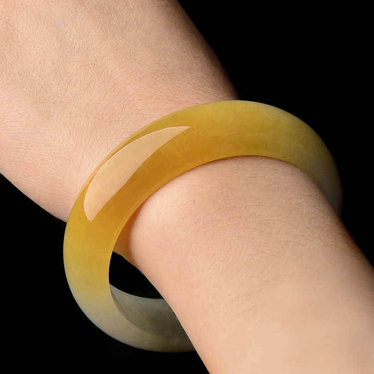 糯冰种鸡油黄手镯一对（55.1mm/56mm）