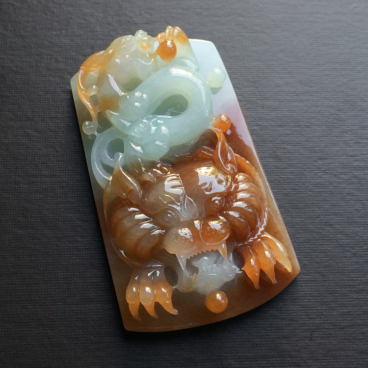 （超值推荐）糯冰种褐黄翡卧虎藏龙挂件