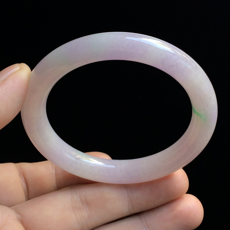 （超值推荐）糯冰种春带彩手镯（一对）（53.9mm）(54mm)