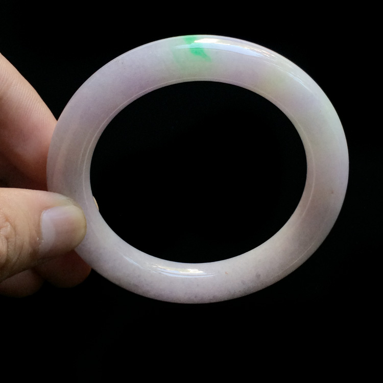 （超值推荐）糯冰种春带彩手镯（一对）（53.9mm）(54mm)