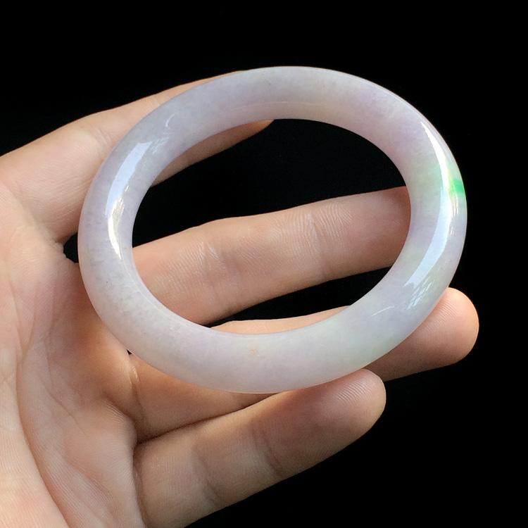 （超值推荐）糯冰种春带彩手镯（一对）（53.9mm）(54mm)