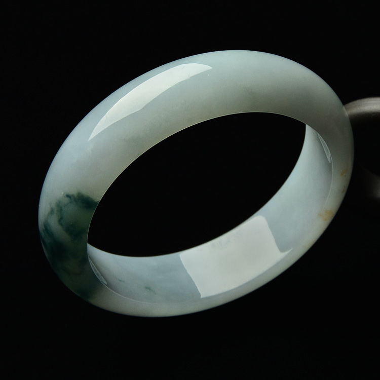 糯冰种飘花略带黄翡手镯（59.1mm）