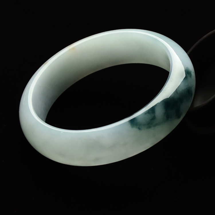 糯冰种飘花略带黄翡手镯（59.1mm）