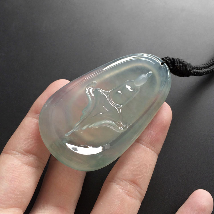 （超值推荐）冰种晴水略飘花自在心挂件