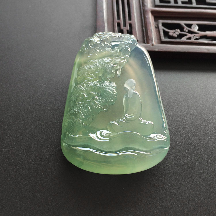 （超值推荐）冰种晴水略飘花禅韵挂件