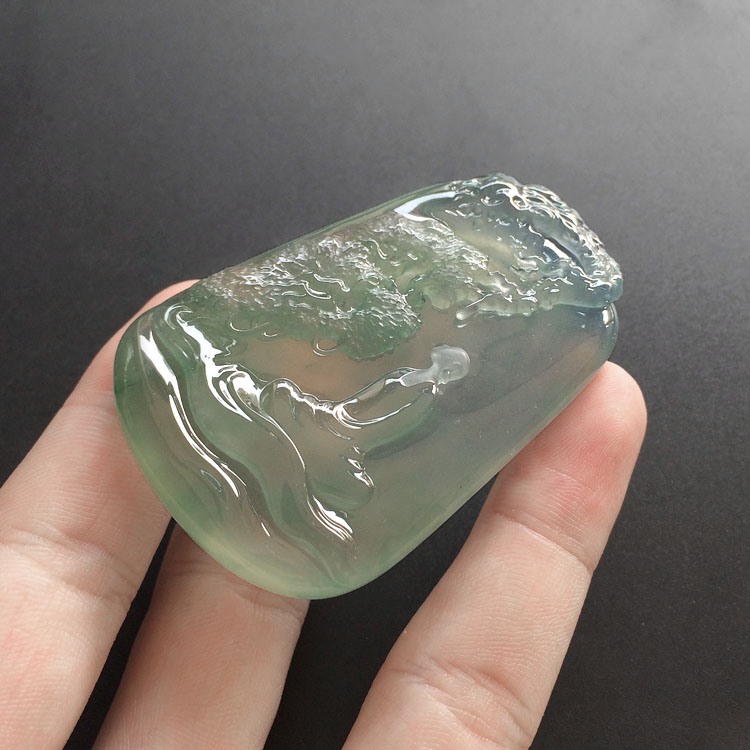 （超值推荐）冰种晴水略飘花禅韵挂件