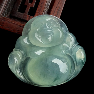  冰种飘花玉佛挂件