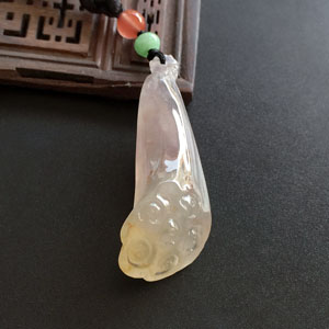 （超值推荐）冰种淡紫罗兰黄翡心连心挂件