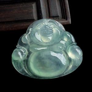 冰种飘花玉佛挂件