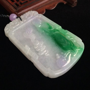 (超值推荐)糯冰种淡春带彩悟道挂件
