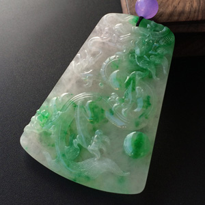 (超值推荐)糯冰种飘翠龙牌挂件