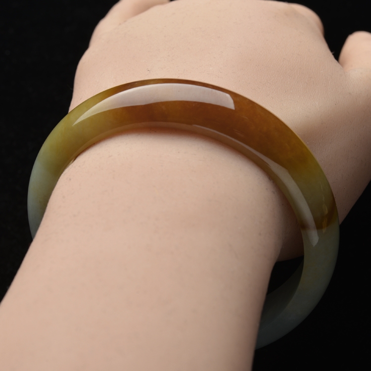 (超值推荐)糯冰种晴水褐黄翡手镯(59.6mm)