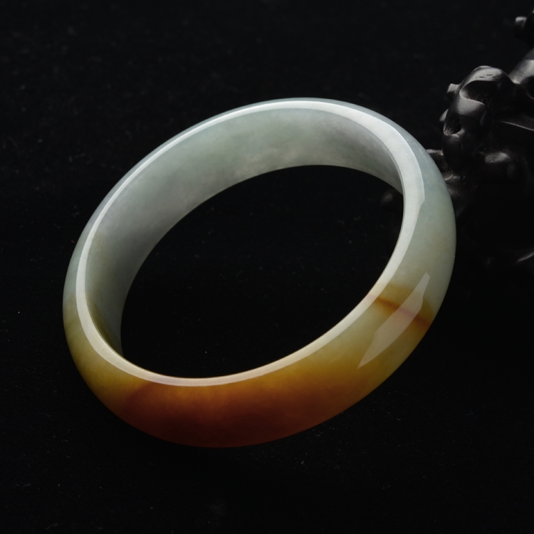 (超值推荐)糯冰种晴水褐黄翡手镯(59.6mm)