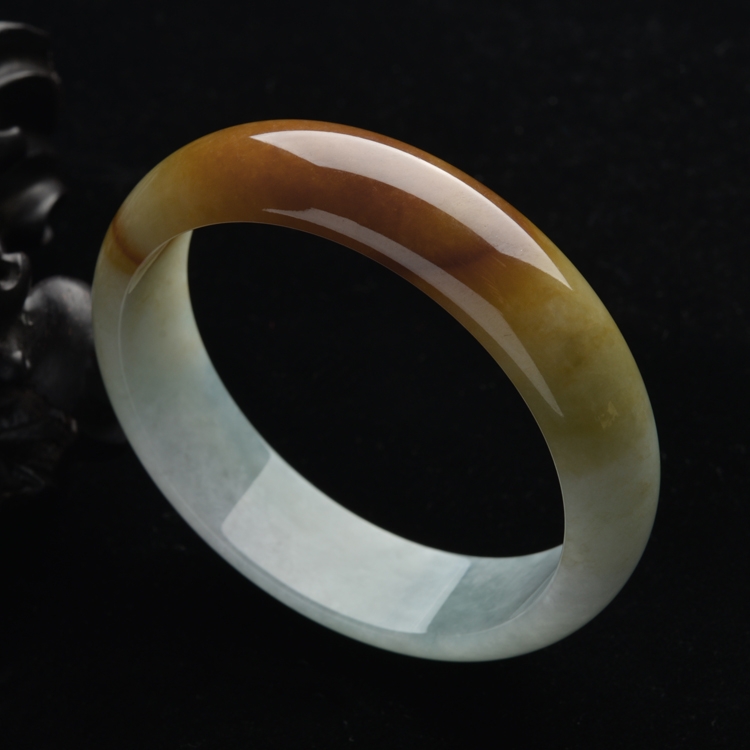 (超值推荐)糯冰种晴水褐黄翡手镯(59.6mm)