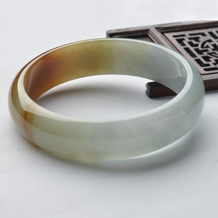 (超值推荐)糯冰种晴水褐黄翡手镯(59.6mm)
