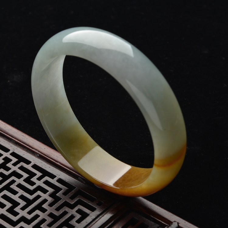 (超值推荐)糯冰种晴水褐黄翡手镯(59.6mm)