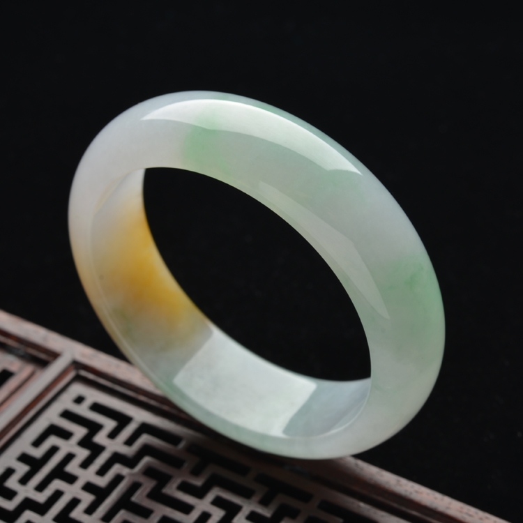 (超值推荐)糯冰种黄翡飘花手镯(57.6mm)