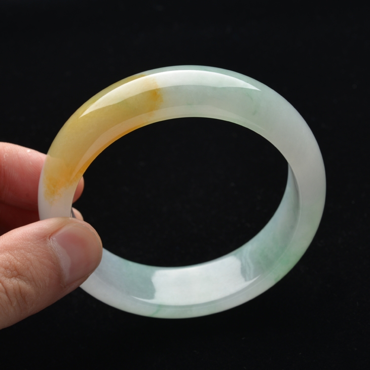 (超值推荐)糯冰种黄翡飘花手镯(57.6mm)