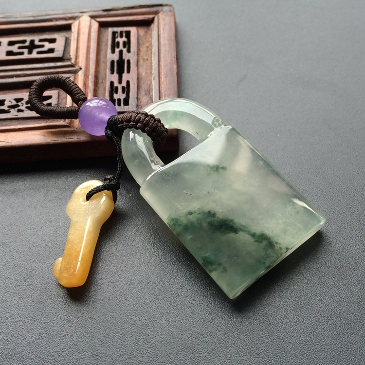 (超值推荐)冰种/糯冰种飘花/黄翡平安锁挂件