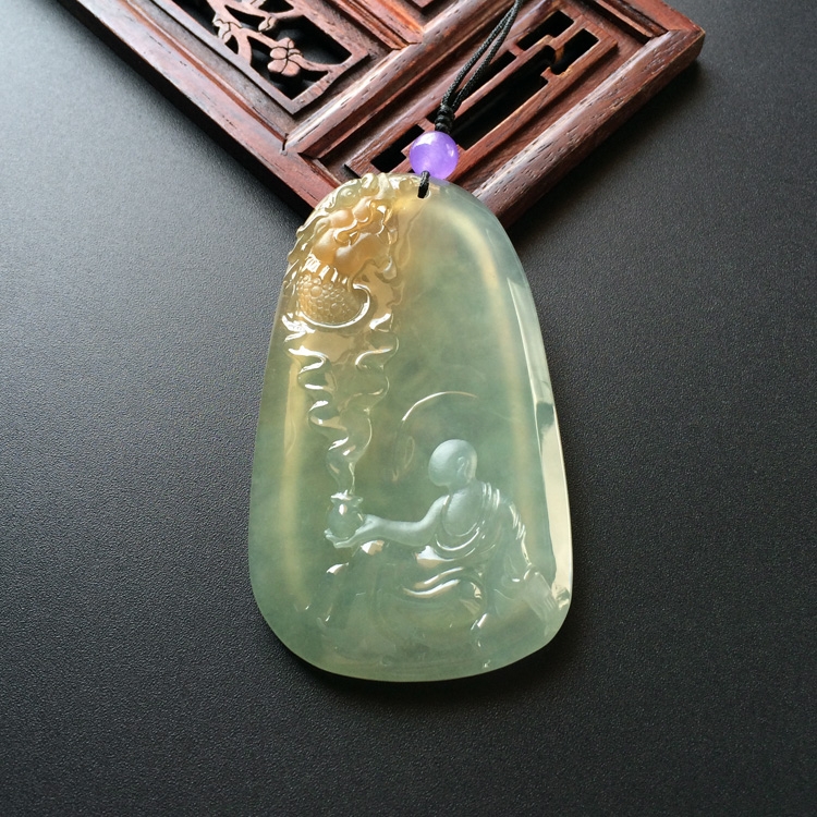 (超值推荐)冰种晴水褐黄翡悟道挂件