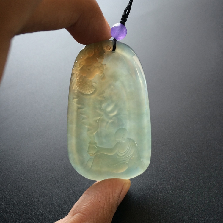 (超值推荐)冰种晴水褐黄翡悟道挂件