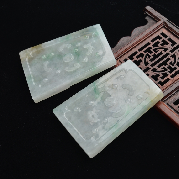 (超值推荐)冰种黄加绿龙凤呈祥挂件(一对)