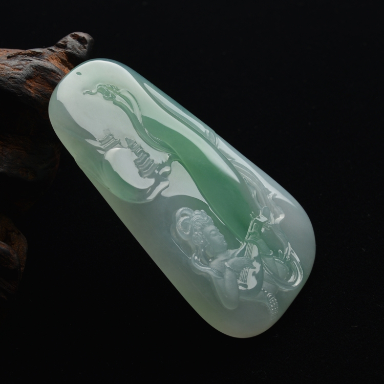 (超值推荐)冰种晴水飘翠飞天神女挂件