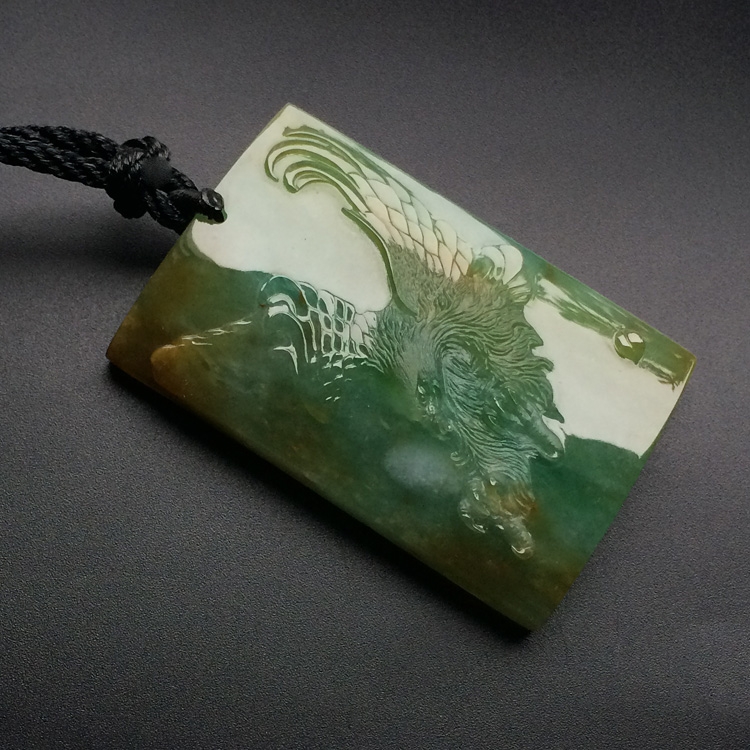 （超值推荐）（高松峰大师作品）糯冰种晴水黄翡大展宏图挂件