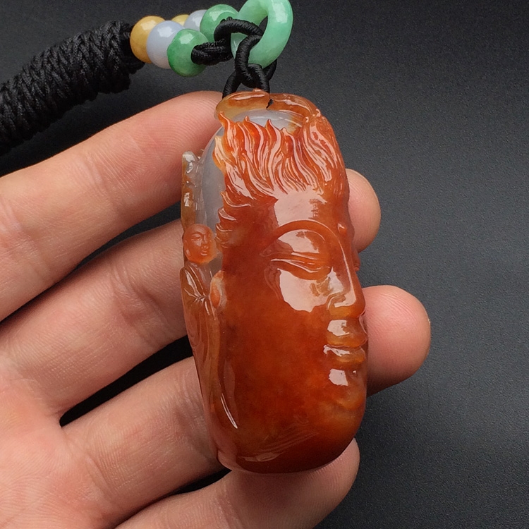 （超值推荐）（高松峰大师作品）糯冰种红黄翡一念之间挂件